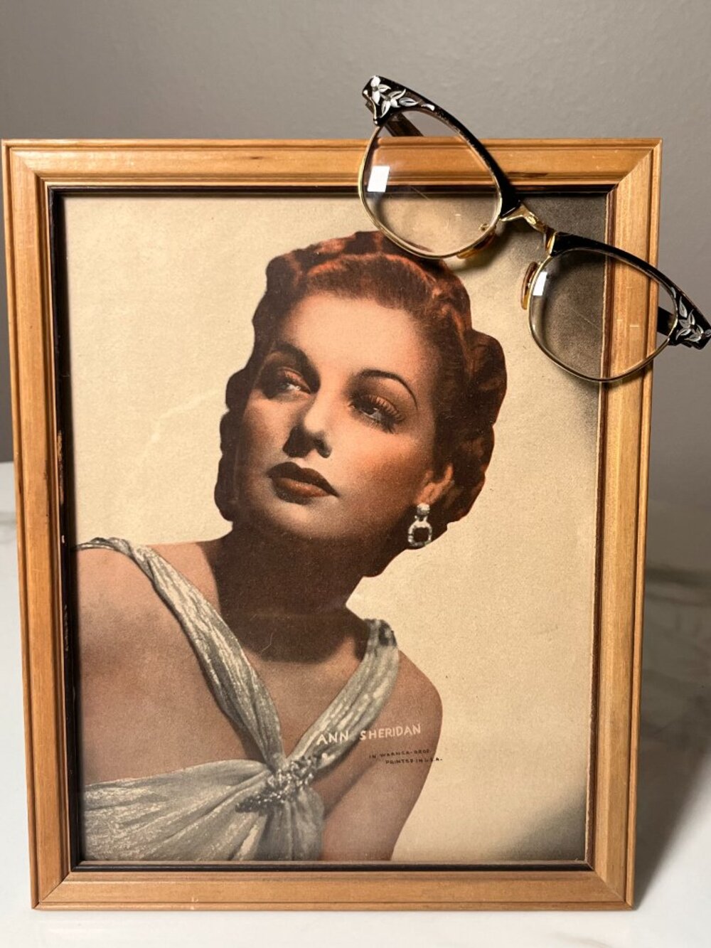 Art-Craft Vintage 1950 Cat Eye Glasses Floral Inlay